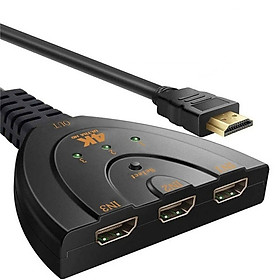 For 3-Port HDMI Splitter Switcher With Pigtail Cable Supports 4K 2K 1080P 3D Player DVD HDTV 3-in 1-out Port Hub for Xbox PS3 PS4 R25