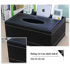 Mua Hộp đựng giấy ăn bọc da có khay để điều khiển  điện thoại