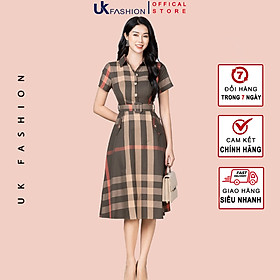 Đầm Kẻ Bubery Cổ Đức UK Fashion Chất Vải Nhập Hàn Cao Cấp, Thoáng Mát, Phong Cách Lịch Sự NKDV2204003