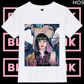 Áo thun in hình Blackpink cổ tròn tay ngắn cực đẹp dành cho fan hâm mộ