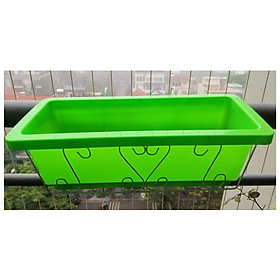 ComBo 2 GIỎ SẮT Treo Chậu Hoa Ban Công Hình Chữ Nhật - Màu Trắng + 2 CHẬU NHỰA TRỒNG RAU, TRỒNG HOA, CÂY CẢNH KÍCH THƯỚC 48X20X16CM