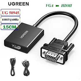 Cáp chuyển VGA to HDMI tích hợp Audio Ugreen 60814 hỗ trợ Full HD - Hàng chính hãng