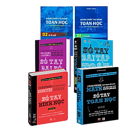 Combo sách Đánh thức tài năng toán học 1 và 2, sổ tay toán học, hình học, đại số, bài tập toán ( Toán lớp 1 đến lớp 12 ) - Á Châu Books, bìa cứng