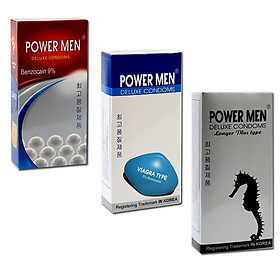 Bao Cao Su Power Men Ngọc Trai - Power Men Viagra Siêu Mỏng - Power Men Cá Ngựa Xám (Hộp 12 Chiếc)