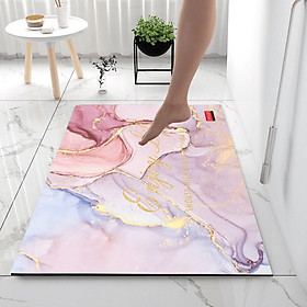 Thảm Chùi Chân Lau Chân Silicon trải sàn phòng tắm vân đá SHOUSE siêu thấm hút nước chống trượt cao cấp đế cao su