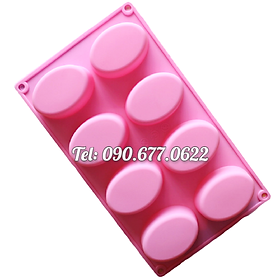 Khuôn silicone làm bánh, rau câu 8 hình Oval - Mã số 1052