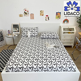 Bộ ga gối cotton LIDACO PL1 decor phòng ngủ vintage drap giường đủ size nệm