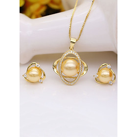 Bộ Trang Sức Bạc Ngọc Trai Mạ Vàng 18k BV4506 Bảo Ngọc Jewelry