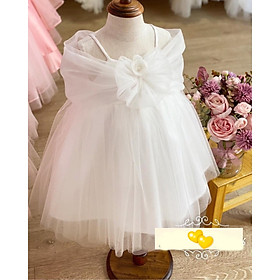 Váy đầm công chúa bé gái kiểu nơ trễ vai cho bé từ 10kg đến 24kg