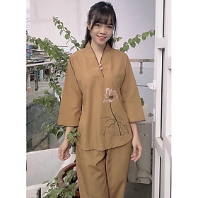 Đồ Lam Đi Chùa# Tim 2Nút # Đồ Bộ Nữ # Quần Áo Nữ