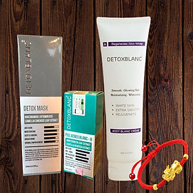 Combo Detox Blanc Thải độc Giảm mụn tận gốc Mặt Nạ Detox mask và Serum mụn Lộc Đề(mẫu mới) + Tặng kèm Kem Dưỡng Trắng Da Toàn Thân, tặng vòng tay thời trang cực xinh