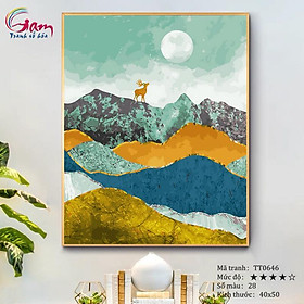 Mua Tranh tự tô màu sơn dầu số hóa trừu tượng - Mã TT0646 Tuần lộc dưới trăng