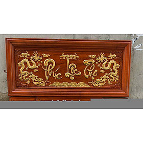 Tranh chữ phúc lộc thọ bằng gỗ hương đỏ kt 48×108×4cm