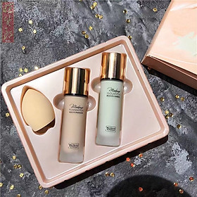 Hình ảnh Set trang điểm Makeup HANYAS 3 in 1gồm kem lót,kem nền tặng kèm bông đánh