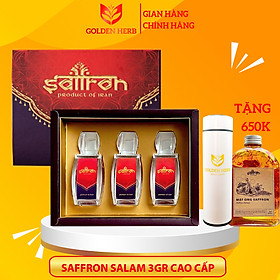 Quà Tặng Nhụy Hoa Nghệ Tây Saffron Salam Set 3Gram Tặng Mật ong Saffron cao cấp 450ml + Bình giữ nhiệt hiển thị nhiệt độ