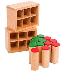 Bộ 12 hộp âm thanh kèm hộp gỗ dựng giáo cụ Montessori