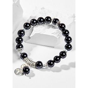 Vòng Tay Phong Thủy Đá Obsidian Phối Charm Cung Hoàng Đạo Bạch Dương (8mm) Mệnh Thủy, Mộc Ngọc Quý Gemstones