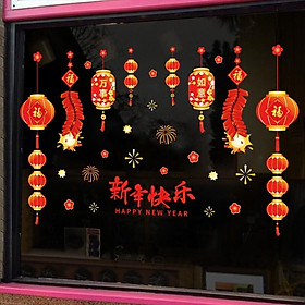 Mua Decal trang trí Tết Hít Tĩnh Điện - Đốt Pháo chào năm mới
