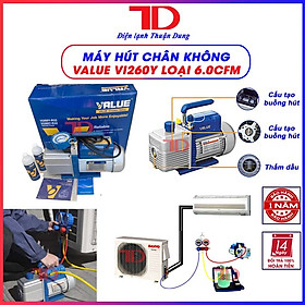 Mua Máy hút chân không Value VI260Y 6.0 CFM có đồng hồ báo áp và rờ le tự ngắt hàng chính hãng