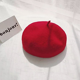 Mũ nồi beret trơn dành cho nữ, chất dày, nón có độ phồng tự nhiên, size M (chu vi vòng nón 58cm) có dây rút điều chỉnh độ rộng