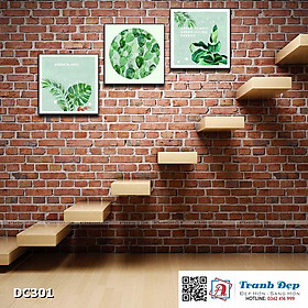 Mua Bộ 3 tranh canvas treo tường Decor Tranh quotes họa tiết lá xanh - DC301