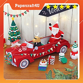Mô hình giấy Lễ hội Giáng Sinh Ông già NOEL Cheerful Santa Christmas car