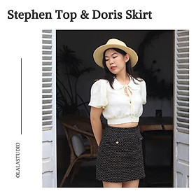 OLALASTUDIO Áo croptop cổ lá sen trắng Stephen Top