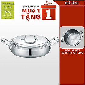 Mua COMBO Nồi lẩu Inox POONGNYUN WTPIH-CL 24C + Xửng hấp lnox POONGNYUN WTPIH-ST 24C (Size 24cm) Hàng chính hãng
