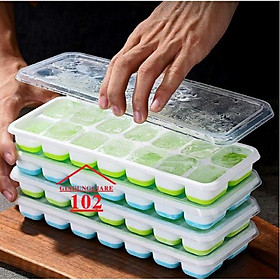 Mua Khay làm đá silicon chống dính 14 ô có nắp đậy ngăn mùi từ tủ lạnh