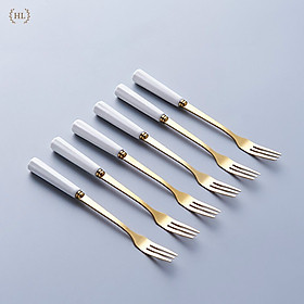 Mua Set 06 Nĩa sứ vân đá cao cấp | NĨA INOX CÁN SỨ