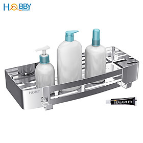 Kệ chữ nhật phòng tắm Inox 304 HOBBY Home Decor KCN1 dán tường gạch men, kính – có sẵn keo dán siêu dính và đinh ốc – không rỉ sét