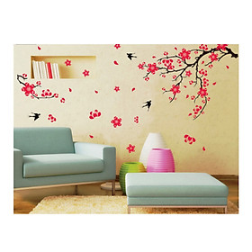 Decal dán tường cành đào đỏ - PK102
