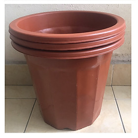 3 Chậu Nhựa Trồng Hoa, Cây Cảnh E350 CN Màu Nâu