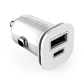 Bộ Sạc Nhanh Ô Tô Dodocool Mini 2 Cổng USB Với Cổng USB C Và Cổng USB Loại A Trắng (25.5W)