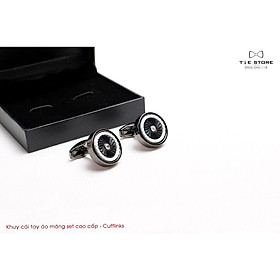 Khuy Cài tay áo Măng Set cao cấp đính đá - cufflinks , Full box, đính đá 2 màu