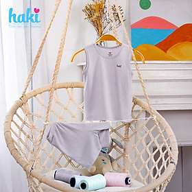 Bộ quần áo 3 lỗ cho bé vải gỗ sồi - Modal siêu mềm mịn mát lạnh cao cấp - Bộ sát nách cho bé từ 3 tháng đến 3 tuổi (4kg-15kg) HAKI BM005