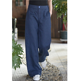 Quần tây Linen Premium ống rộng lưng cao dáng dài trẻ trung tôn dáng ArcticHunter - Xanh Than - M