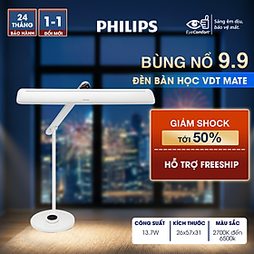Đèn bàn Philips LED VDTMate DSK501 13.7W - điều chỉnh màu ánh sáng (2700K-6500K), bảo vệ mắt, chống cận thị