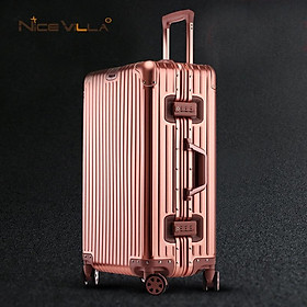 Vali Nhôm Nguyên Khối Khóa Sập NiceVilla 20inch & 24inch $ 29inch - Hồng Bo Góc