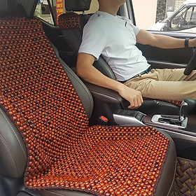 Đệm hạt gỗ tựa lưng massage lót ghế ô tô, xe hơi làm từ 100% gỗ Hương tự nhiên, đan kết viền mép cao cấp kích thước 1,24 x 0,48m