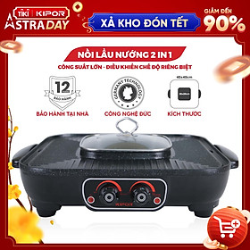 Mua Bếp lẩu nướng điện không khói KIPOR KP-HG4020 - Lẩu  nướng đồng thời điều chỉnh nhiệt độc lập - Chống dính WHITFORD cao cấp -Hàng chính hãng