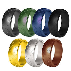 7 Pieces Silicone Wedding Ring for Women Stackable Flexible Ring 8.7mm Wide Comfort Rubber Band