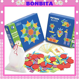 Giáo Cụ Montessori - Ghép Hình Theo  Thẻ Patterb Block