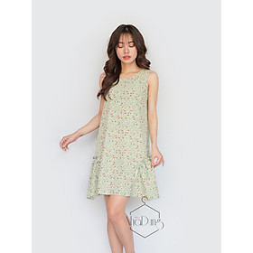 Đầm mặc nhà đầm đi chơi lụa cao cấp in họa tiết hoa nhí tà váy cách điệu dáng suôn dễ thương siêu mát dưới 70kg