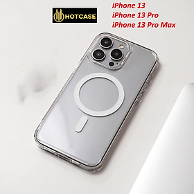 Ốp lưng sạc từ tính nam châm trong suốt cho iPhone 13 / 13 Pro / 13 Pro Max hiệu HOTCASE Magnetic - trang bị đệm khi 4 góc, Viền TPU chống sốc, lưng PC chống ố vàng - Hàng nhập khẩu