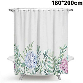 1 miếng rèm tắm chống đông máu kháng khuẩn, lá xanh và hoa (180cm200cm)