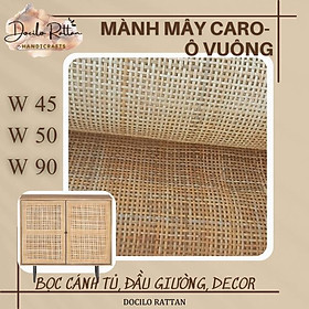 Mua Mành mây ô vuông màu tự nhiên - Lưới mây caro (W45-50-90) decor  bọc cánh tủ  cửa  bàn ghế gỗ  mây