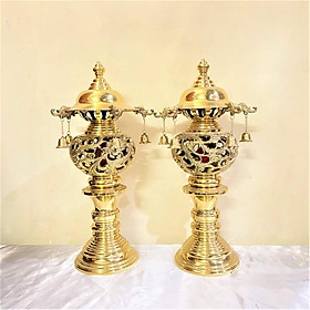 Mua Đèn Thờ Cúng Gia Tiên Ngũ Chuông Bằng Đồng (3 size)