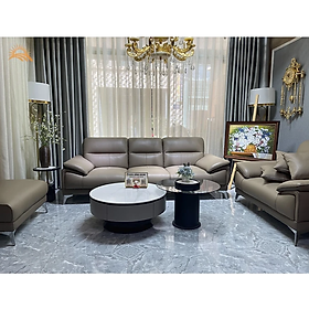 Mua Combo ghế sofa băng da bò Italy Tundo màu xám cafe – SBFCT05 2m2 hàng cao cấp chuẩn da bò nhập khẩu Ý