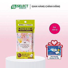 Giấy Thấm Dầu Dành Cho Da Nhạy Cảm S Select Nhật Bản 100% Từ Nguyên Liệu Tự Nhiên (100 Tờ/Gói)